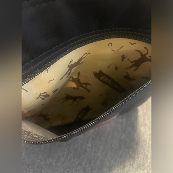 RARE Longchamp Le Pliage Nylon Black & Brown Folding Shoulder Bag FREE SHIPPING - Picture 5 of 14